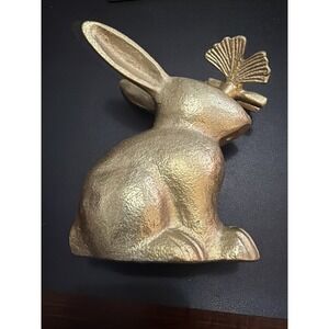 Gold Rabbit With Butterfly Poly resin Brass Look